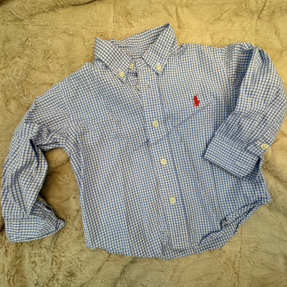 Polo Ralph Lauren Blue and White Plaid Kids Shirt